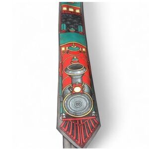 Mens Custom Designed Silk Blend Novelty Tie Train Locomotive 65‎ Pattern